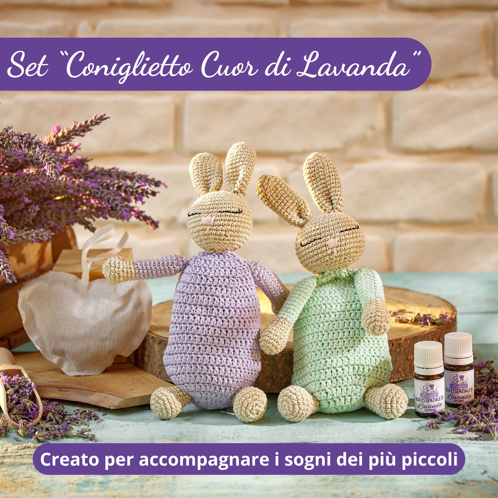 Set "Coniglietto Cuor di Lavanda" colore verde - immagine 2