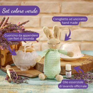Set "Coniglietto Cuor di Lavanda" colore verde